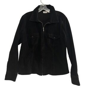 SONOMA LifeStyle Black Corduroy Zip Up Jacket Women's XL Made‎ in Bangladesh